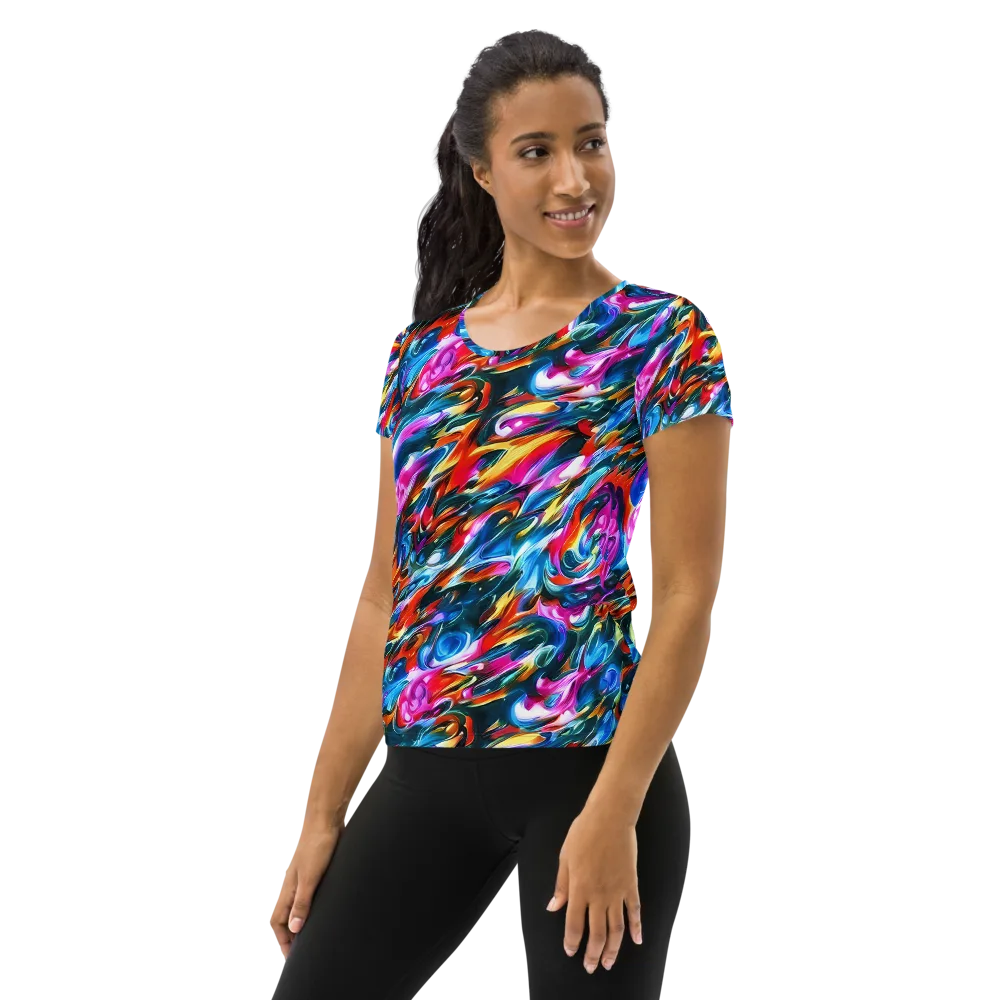 Firelight Frenzy on Women's Athletic T-Shirt — Left