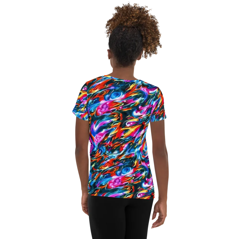 Firelight Frenzy on Women's Athletic T-Shirt — Back