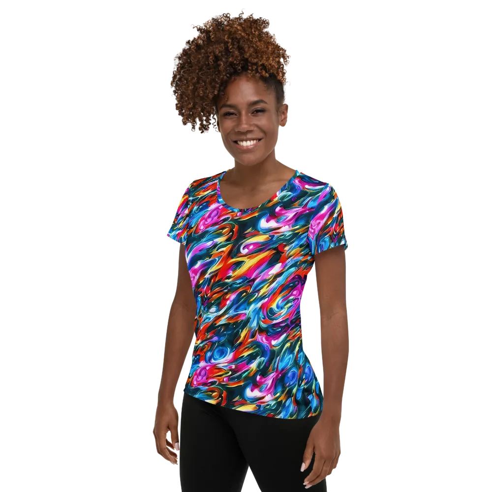 Firelight Frenzy on Women's Athletic T-Shirt — Left