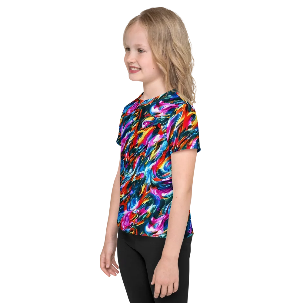 Firelight Frenzy on Kids Crew Neck T-Shirt — Left