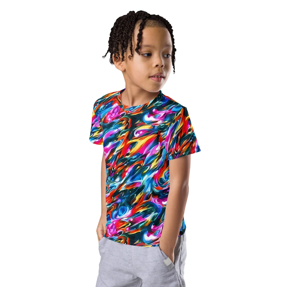 Firelight Frenzy on Kids Crew Neck T-Shirt — Left Front