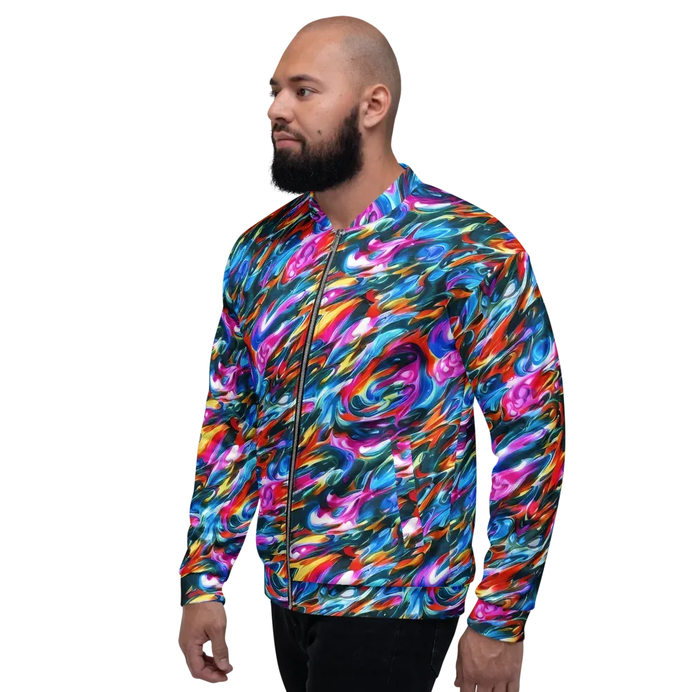 Firelight Frenzy on Bomber Jacket — Left