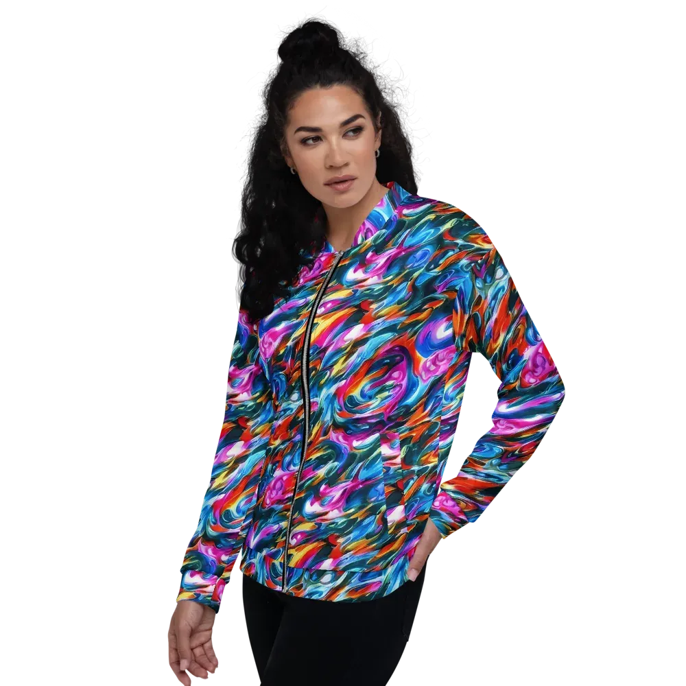 Firelight Frenzy on Bomber Jacket — Left