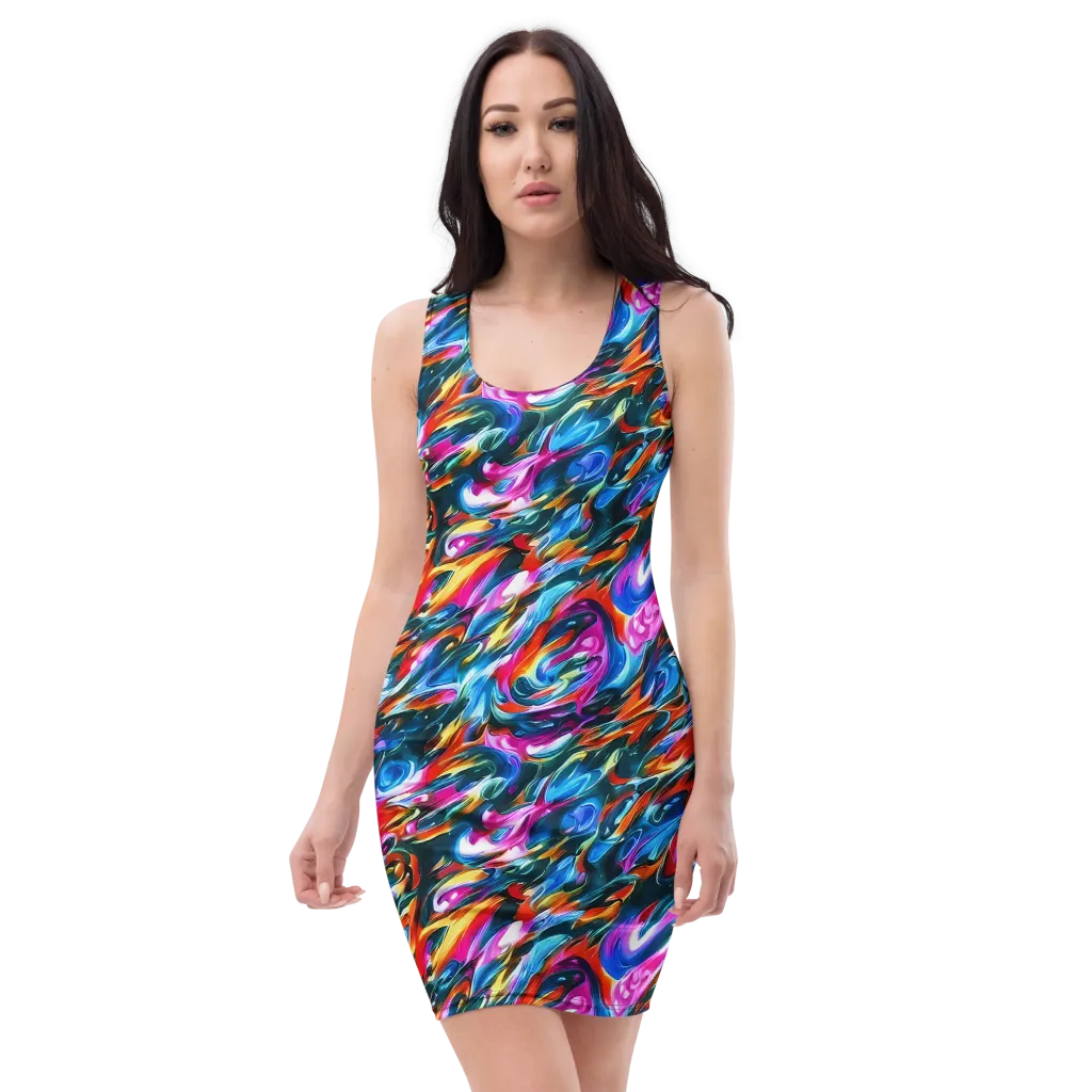 Firelight Frenzy on Bodycon Dress — Front
