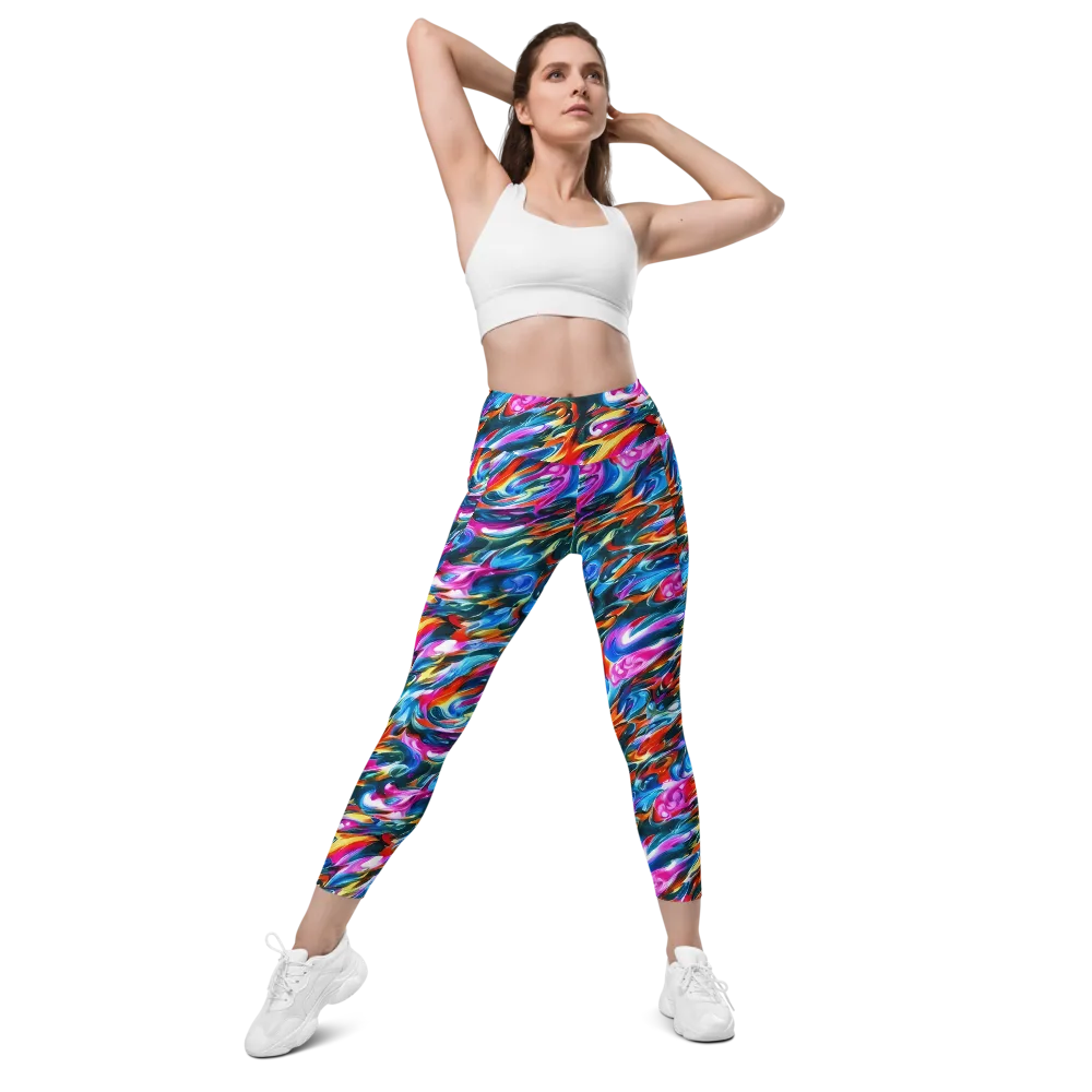 Firelight Frenzy on Leggings with Pockets — Front