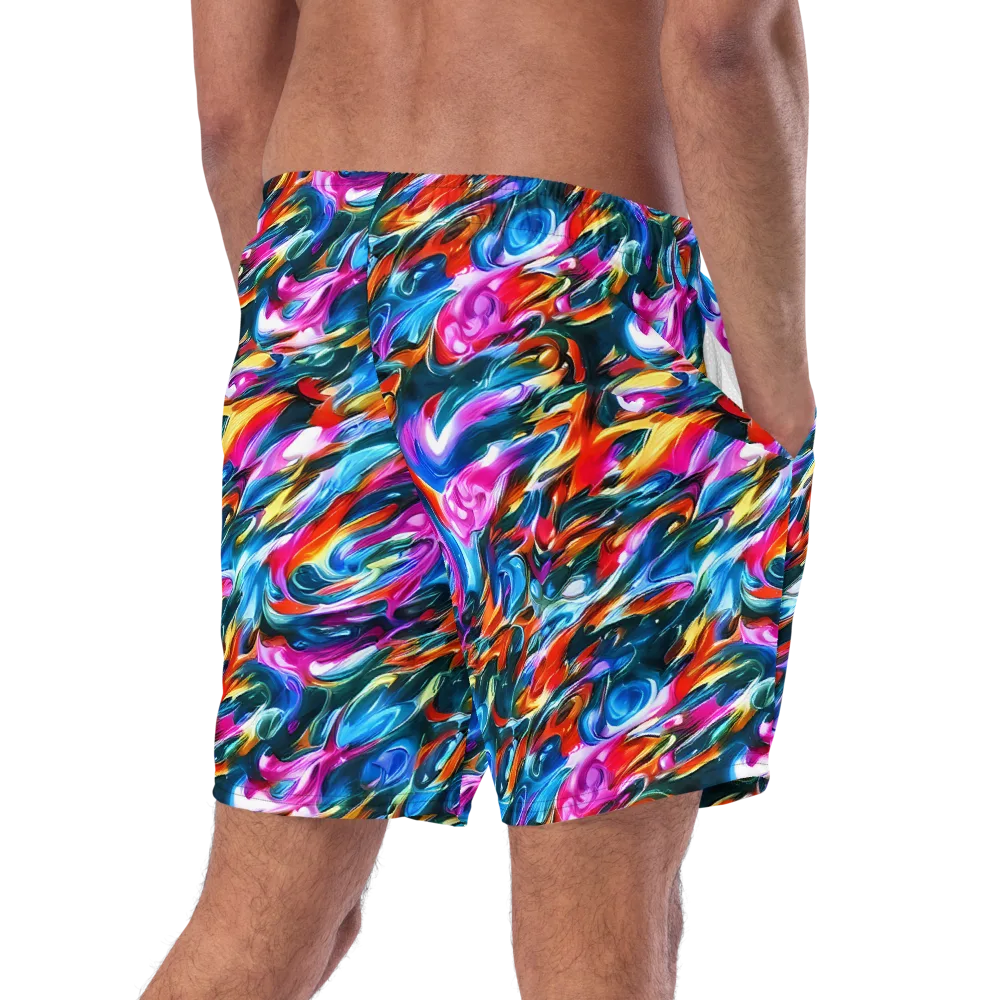 Firelight Frenzy on Swim Trunks — Right Back