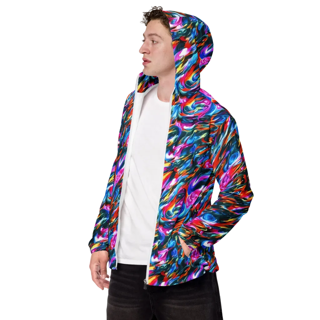 Firelight Frenzy on Men's Windbreaker — Left Front
