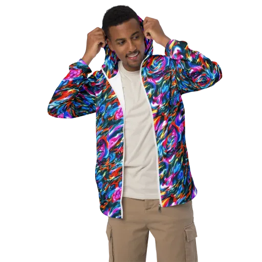 Firelight Frenzy on a Men's Windbreaker