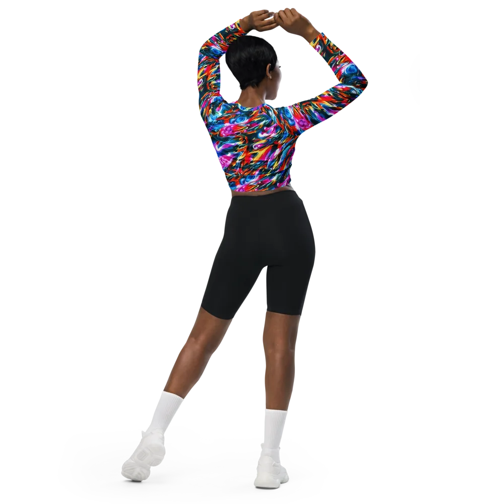 Firelight Frenzy on Long Sleeve Crop Top — Back