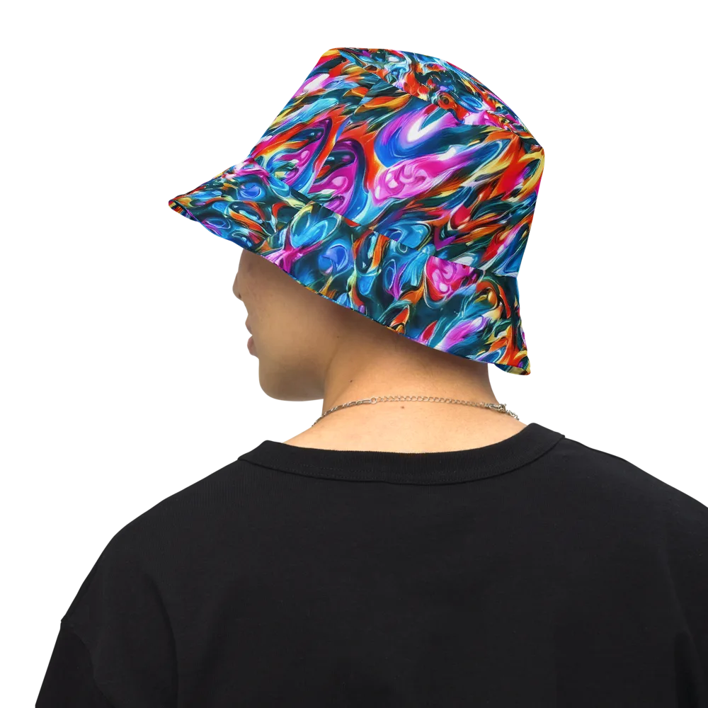 Firelight Frenzy on Reversible Bucket Hat — Back Inside