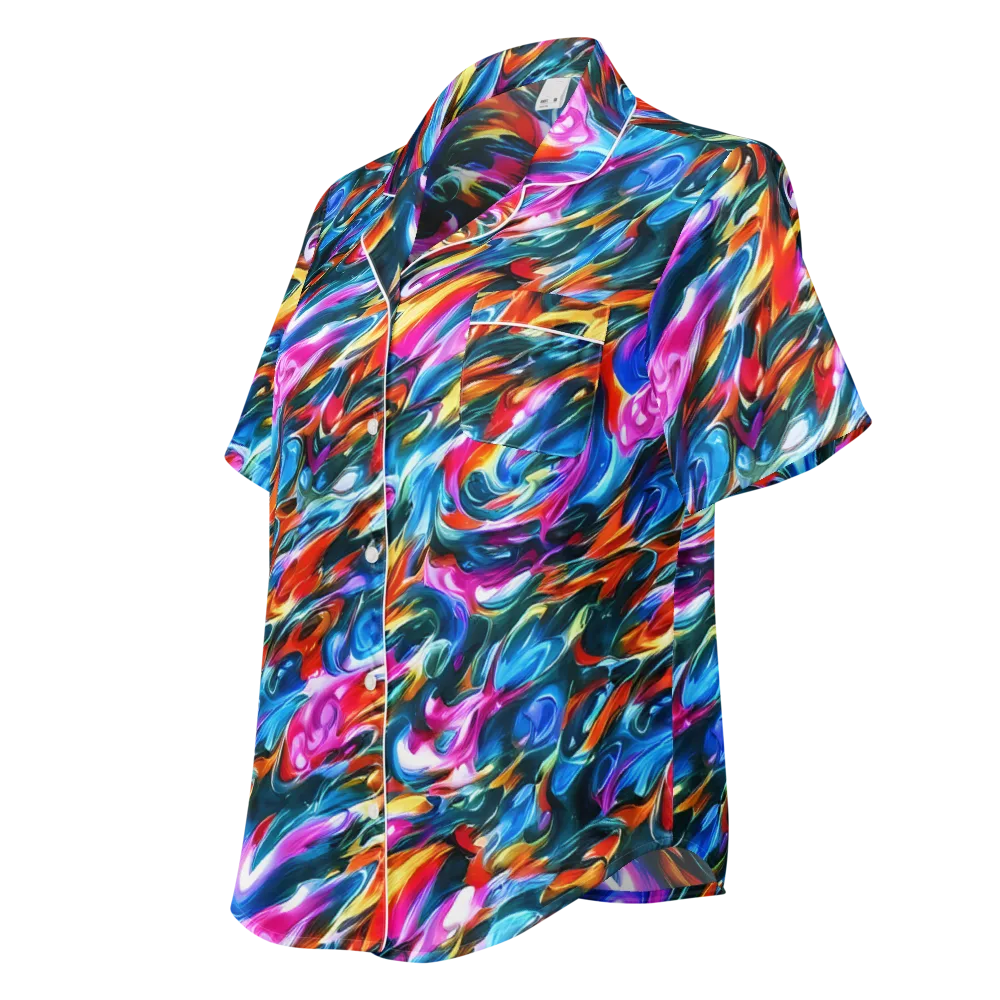 Firelight Frenzy on Women's Short Sleeve Pajama Top — Left Front