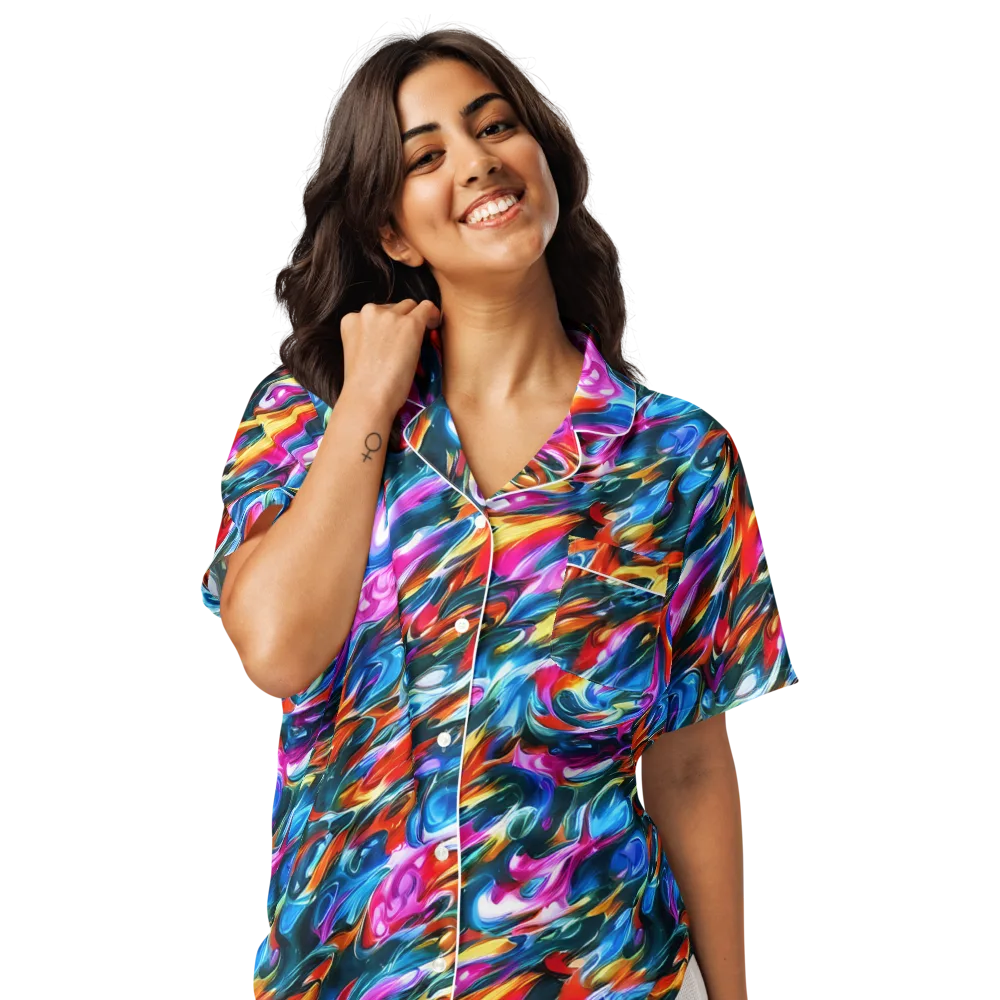 Firelight Frenzy on Women's Short Sleeve Pajama Top — Front