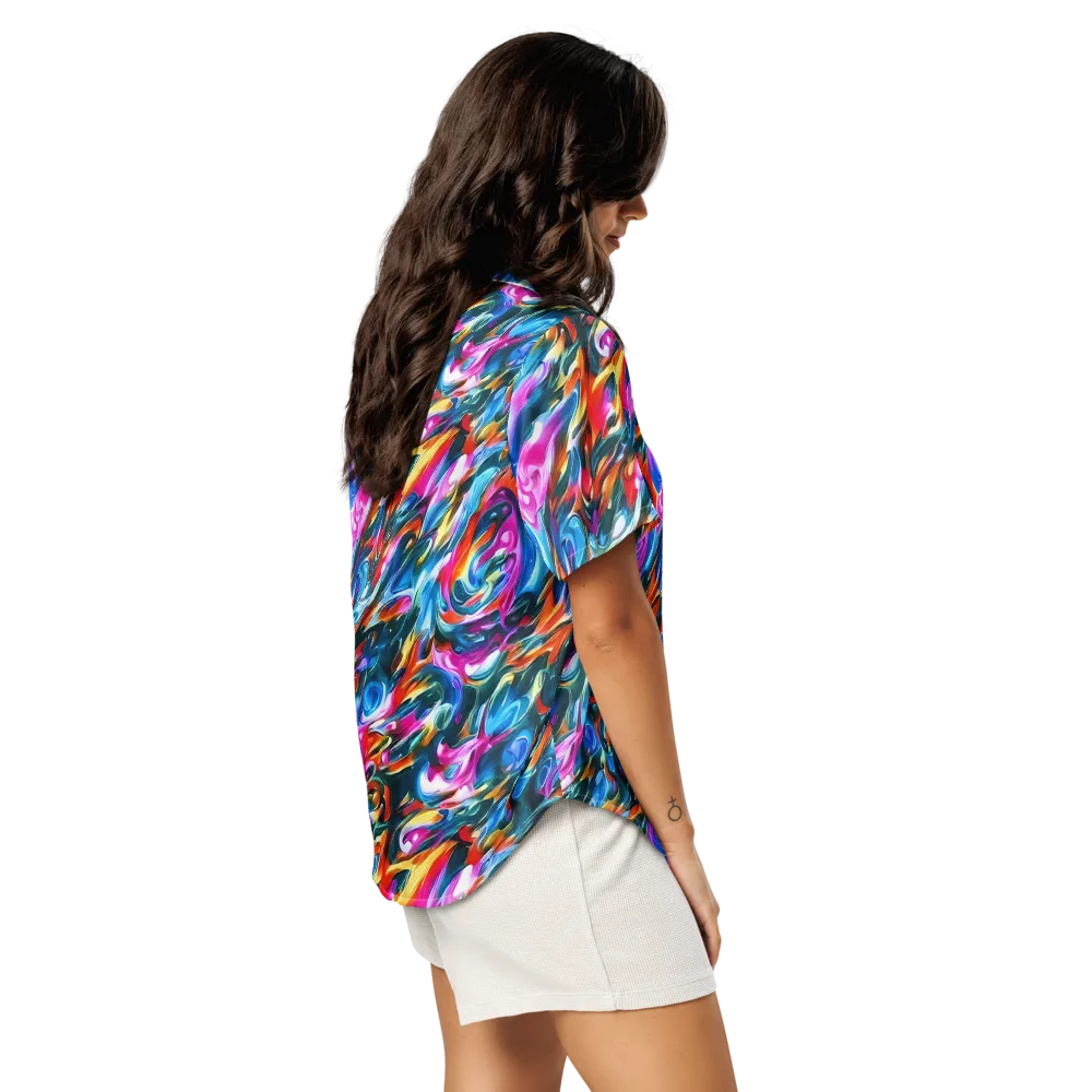 Firelight Frenzy on Women's Short Sleeve Pajama Top — Right Back