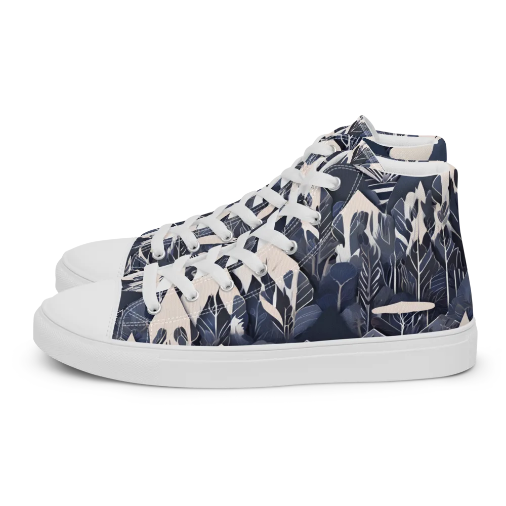 Nocturne Botanica on Men's High Top Canvas Shoes — Left
