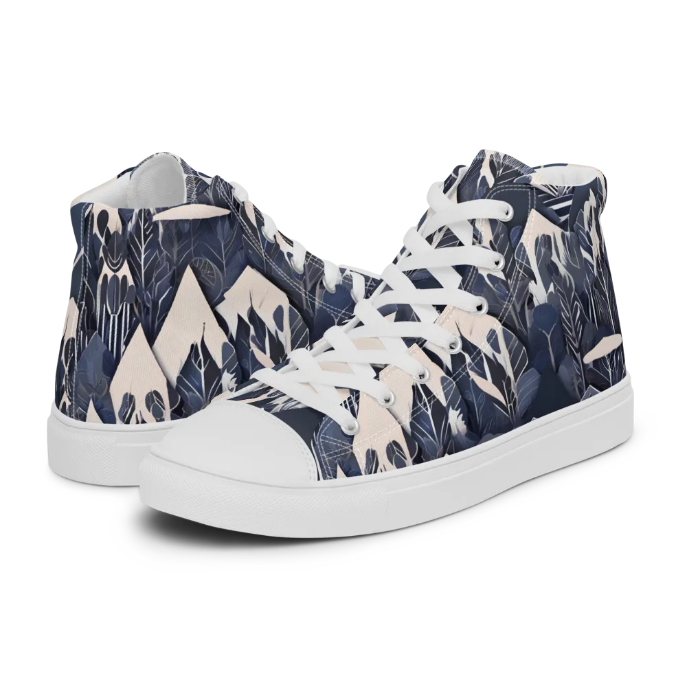 Nocturne Botanica on Men's High Top Canvas Shoes — Left