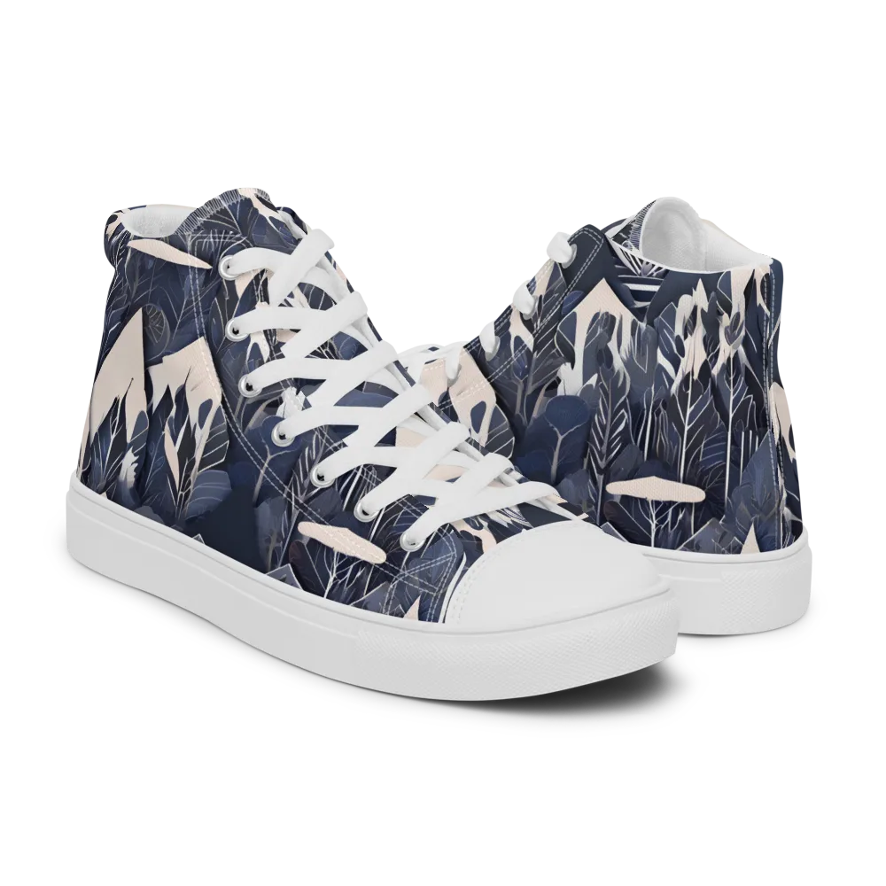 Nocturne Botanica on Men's High Top Canvas Shoes — Right