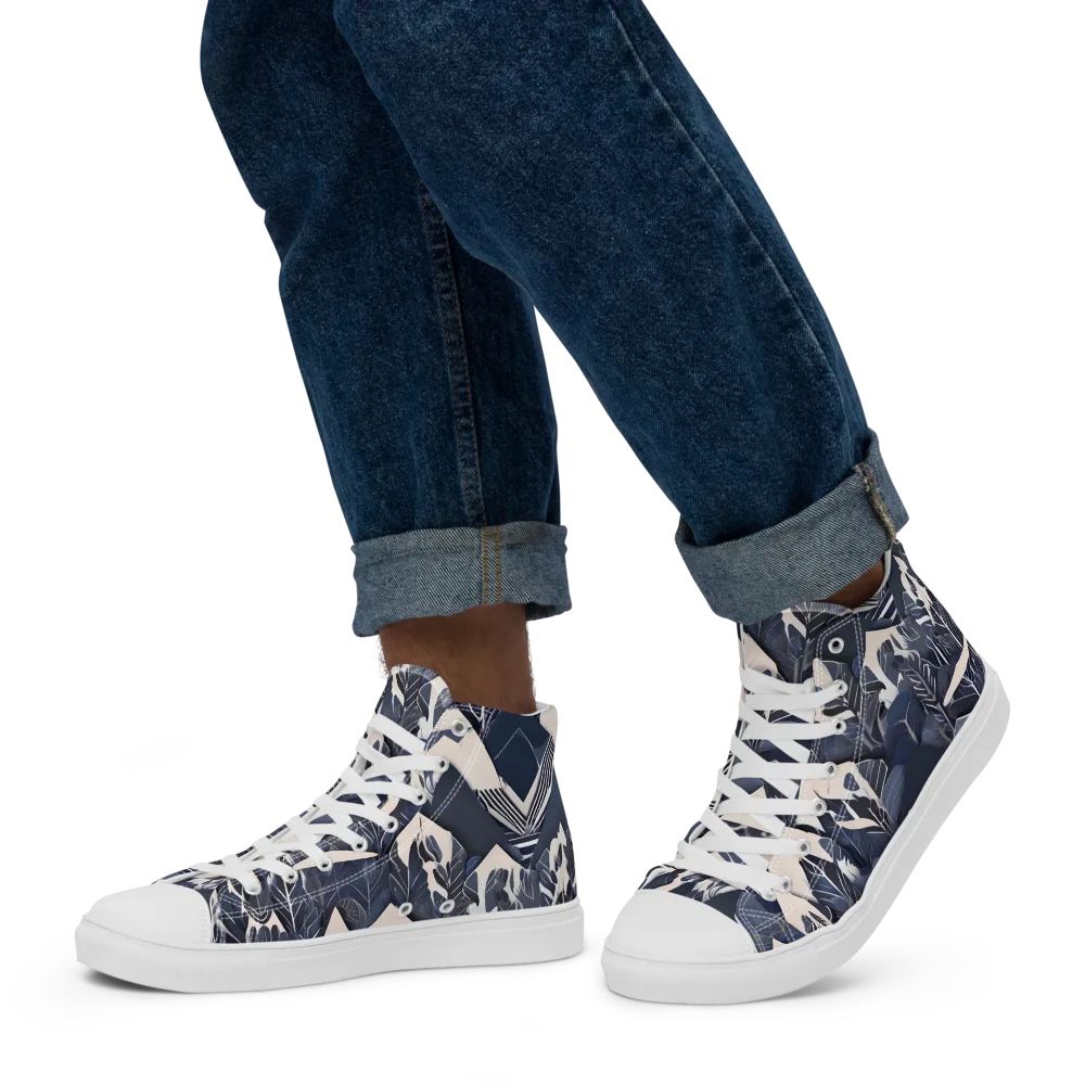 Nocturne Botanica on Men's High Top Canvas Shoes — Left