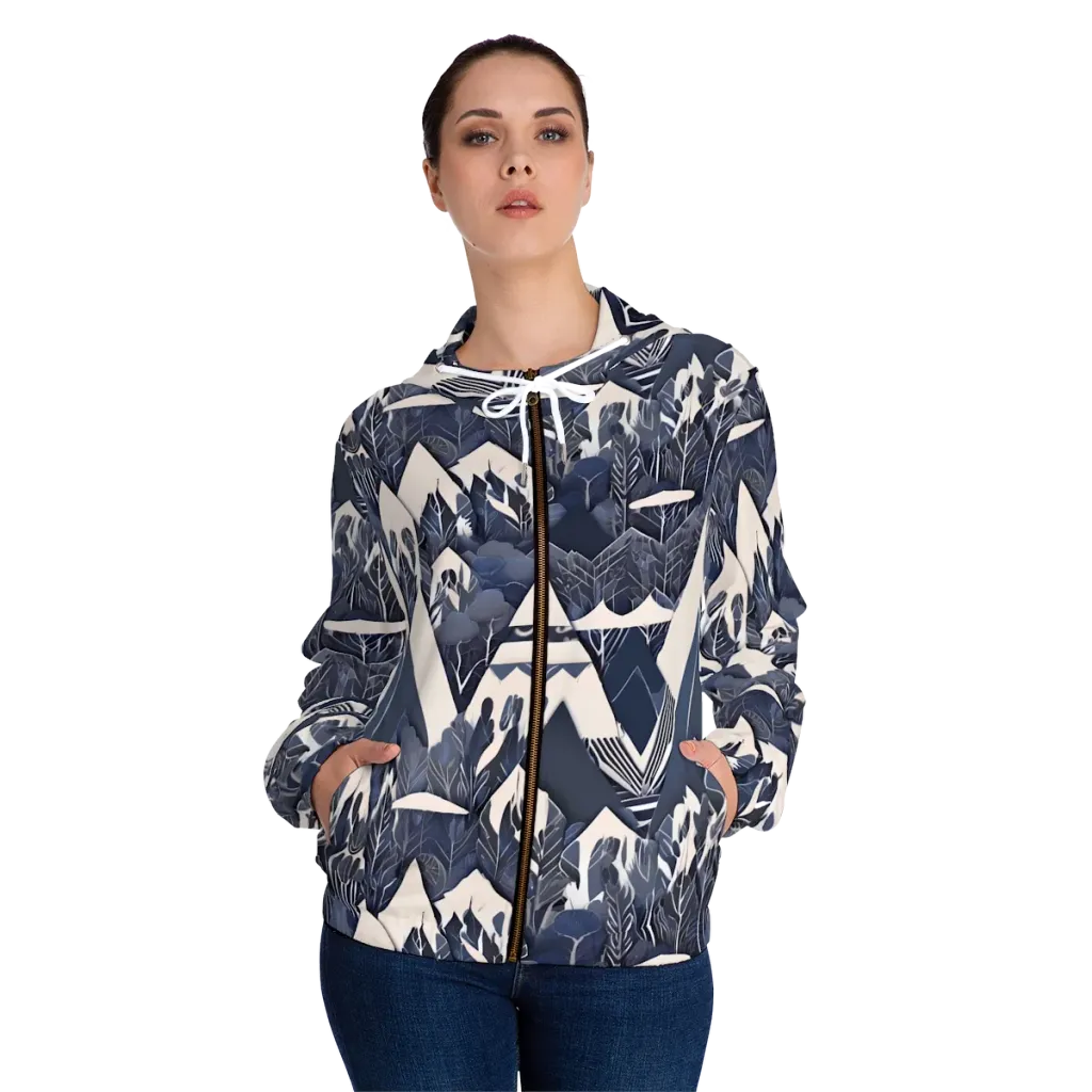 Nocturne Botanica on Women's Full-Zip Hoodie — Front On Person