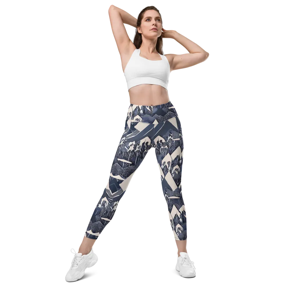 Nocturne Botanica on Leggings with Pockets — Front