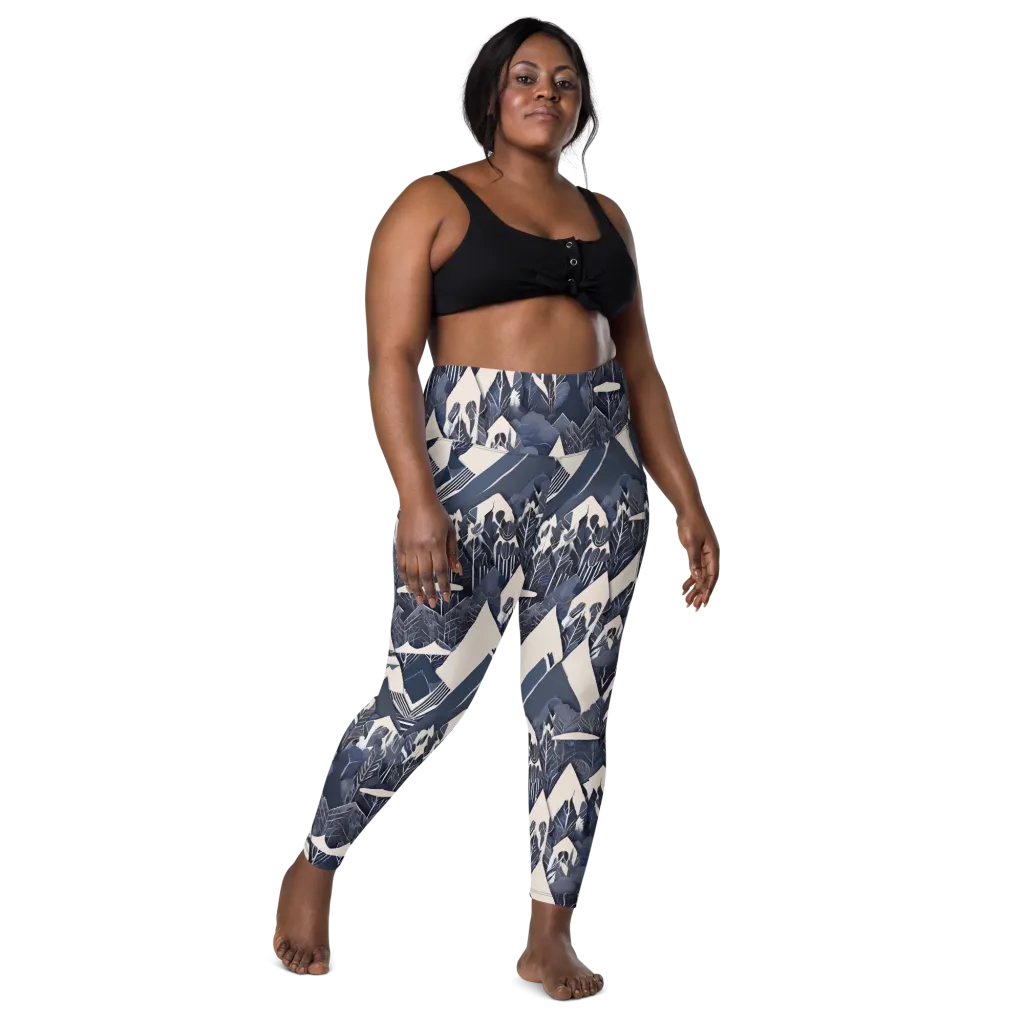 Nocturne Botanica on Leggings with Pockets — Front