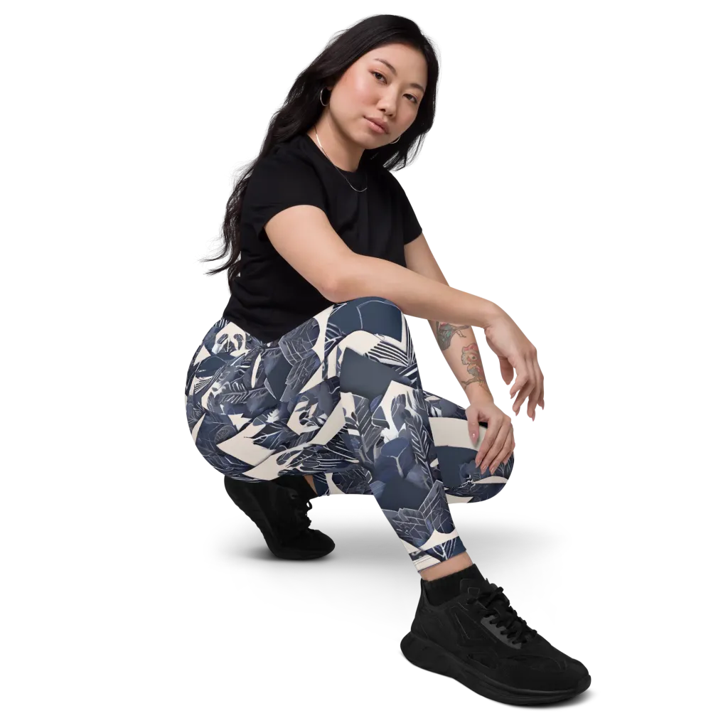 Nocturne Botanica on Leggings with Pockets — Right Front