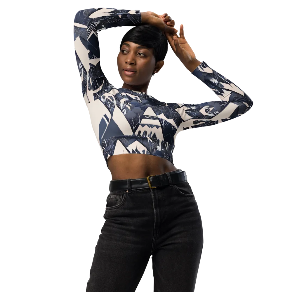 Nocturne Botanica on Long Sleeve Crop Top — Front
