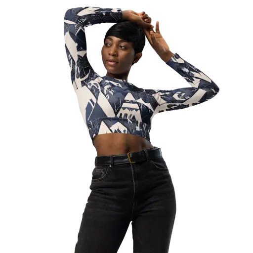 Nocturne Botanica on a Long Sleeve Crop Top