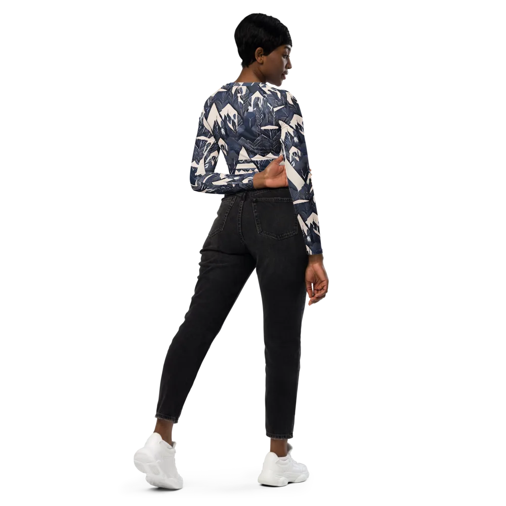 Nocturne Botanica on Long Sleeve Crop Top — Right Back