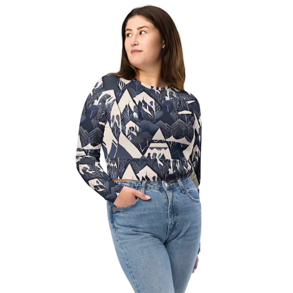 Nocturne Botanica on Long Sleeve Crop Top — Front
