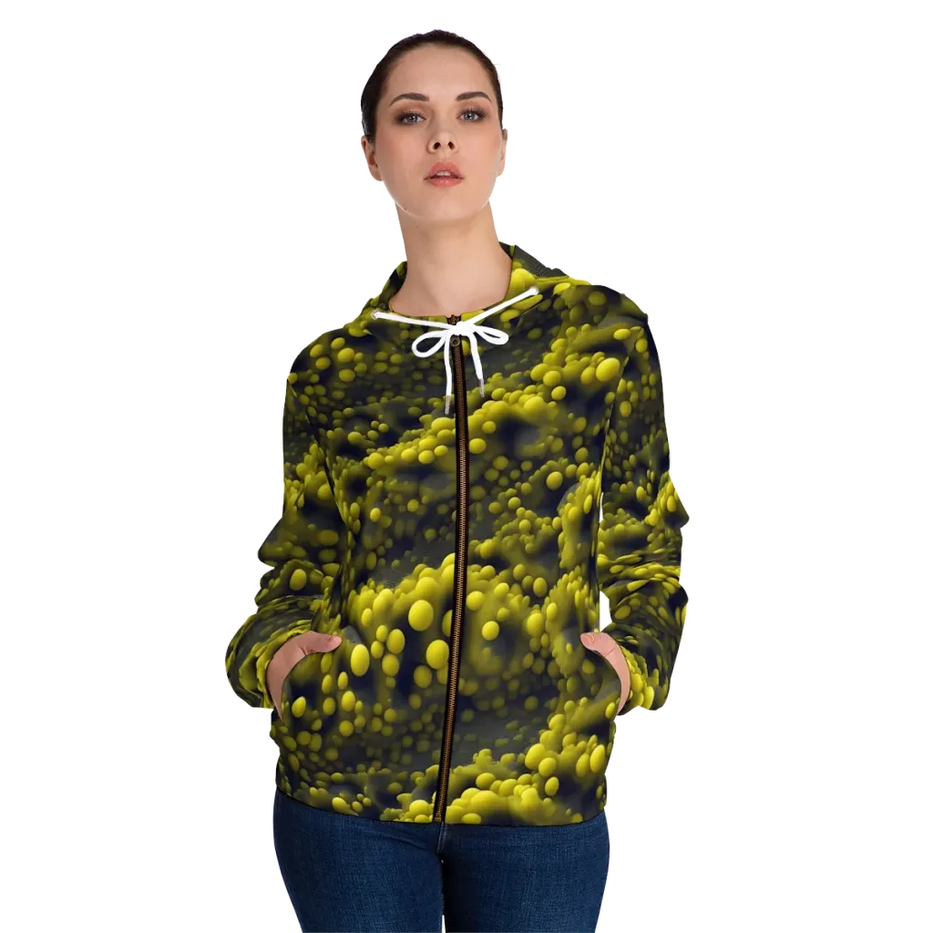 Citron Nebula on Women's Full-Zip Hoodie — Front On Person