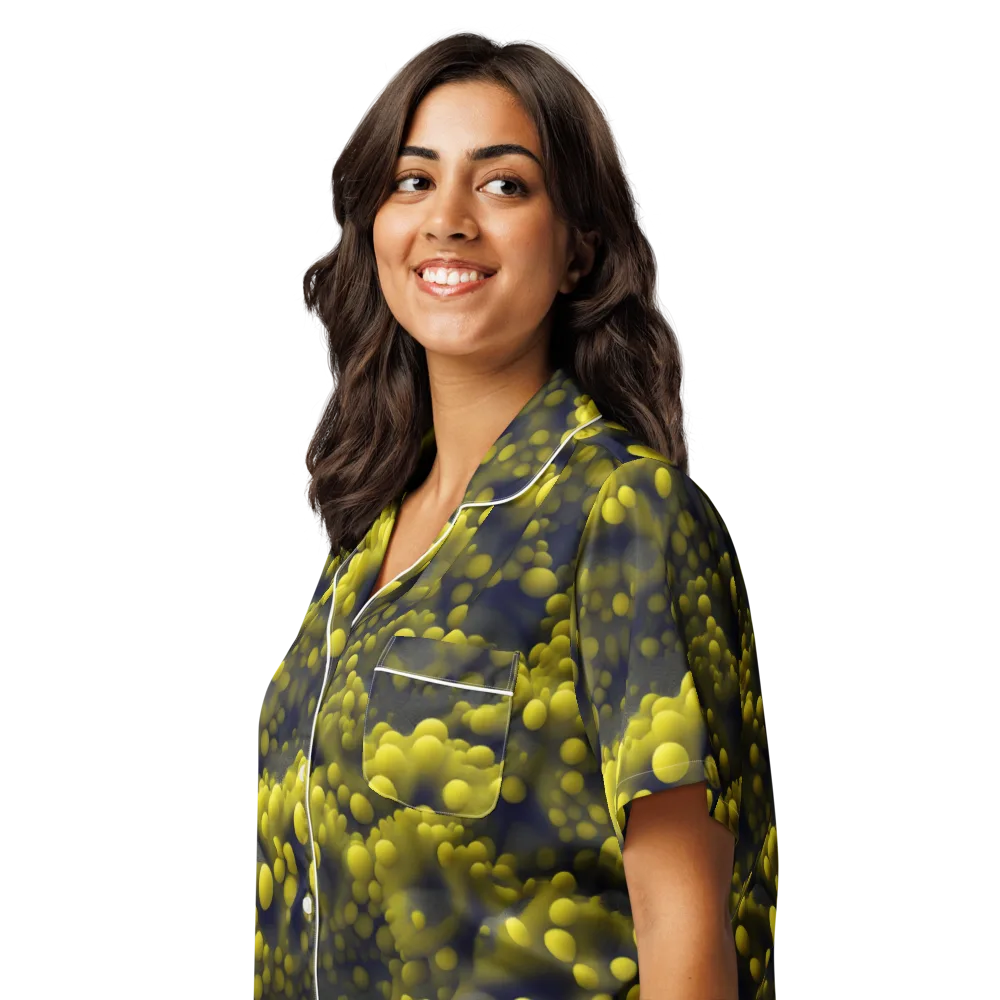 Citron Nebula on Women's Short Sleeve Pajama Top — Left Front