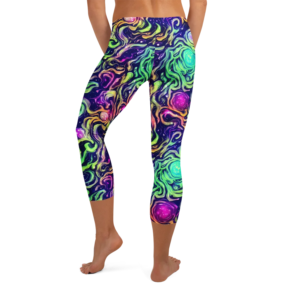 Stellar Psychedelia on Capri Leggings — Back
