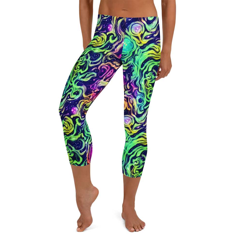 Stellar Psychedelia on Capri Leggings — Front