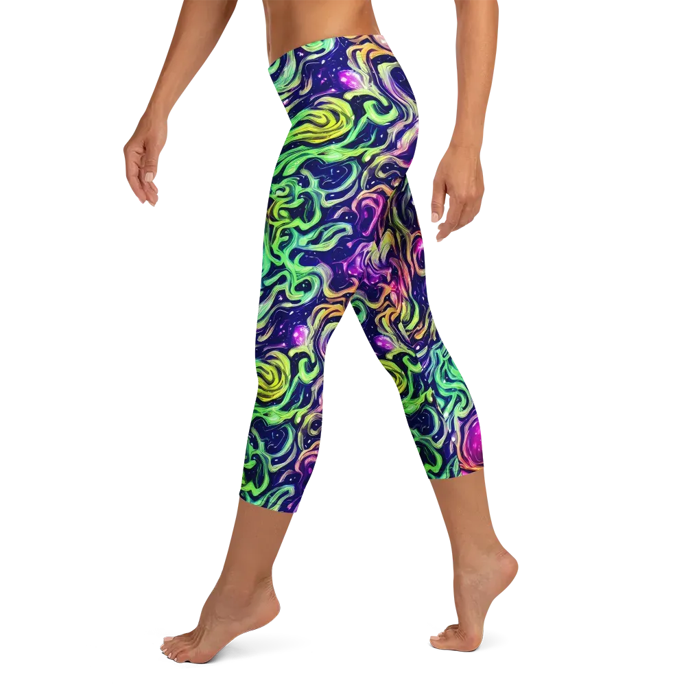 Stellar Psychedelia on Capri Leggings — Left