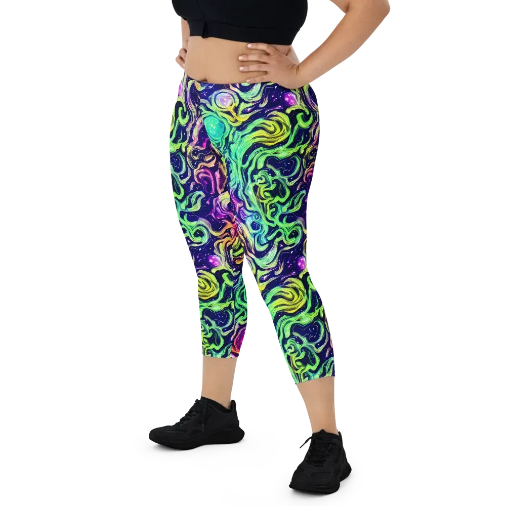 Stellar Psychedelia on Capri Leggings — Front