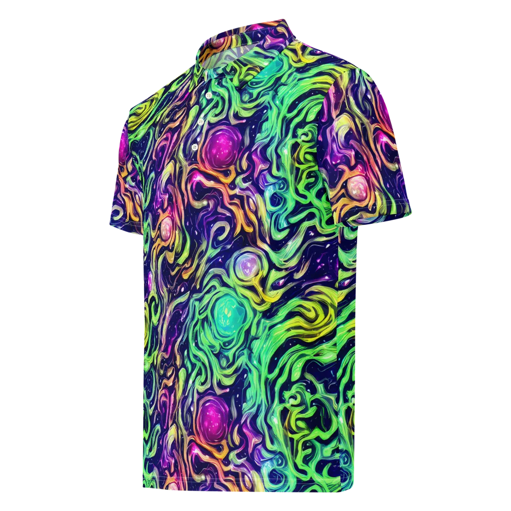 Stellar Psychedelia on Men's Slim Fit Polo Shirt — Left Front