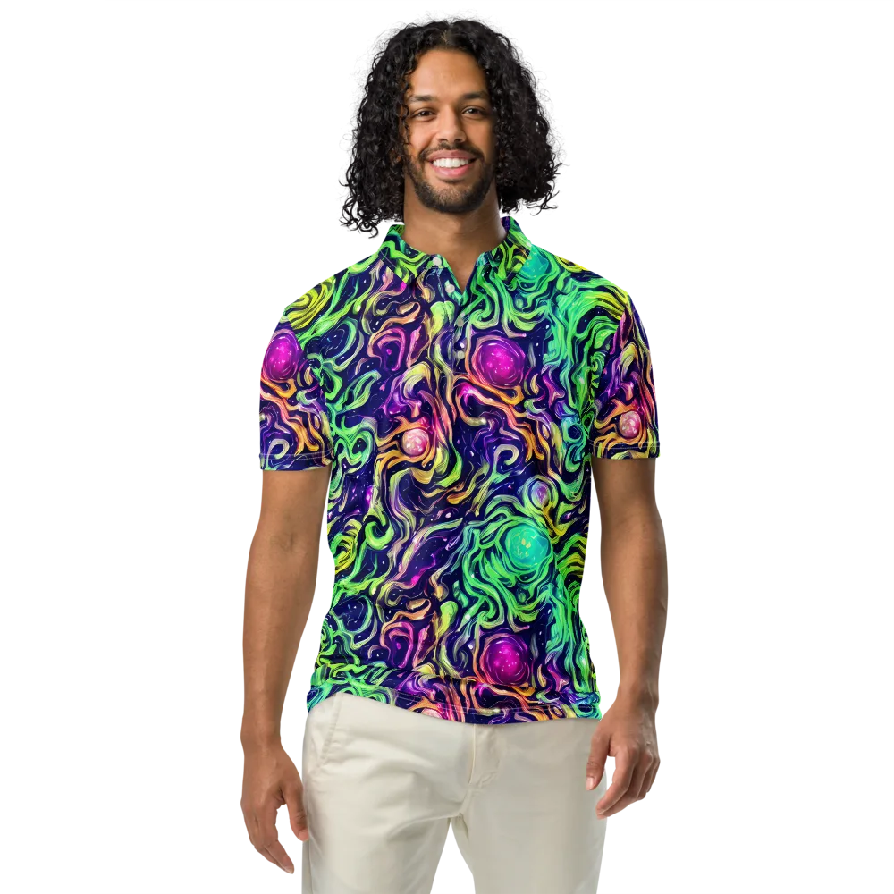 Stellar Psychedelia on Men's Slim Fit Polo Shirt — Front