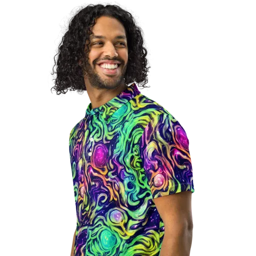 Stellar Psychedelia on a Men's Slim Fit Polo Shirt
