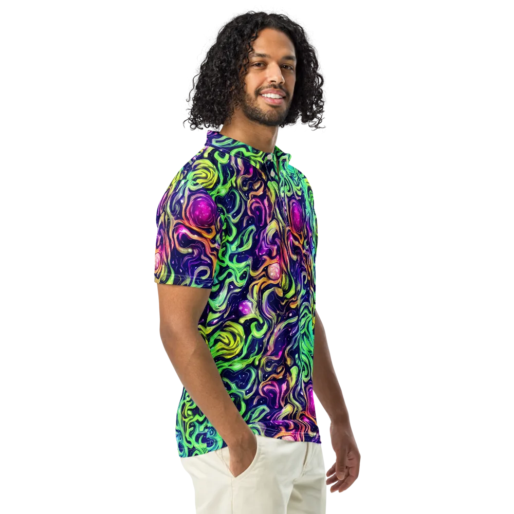 Stellar Psychedelia on Men's Slim Fit Polo Shirt — Right Front