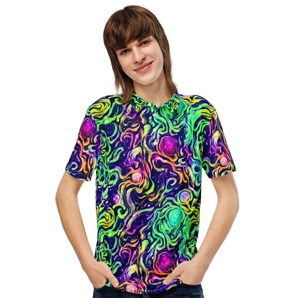 Stellar Psychedelia on Men's Slim Fit Polo Shirt — Front