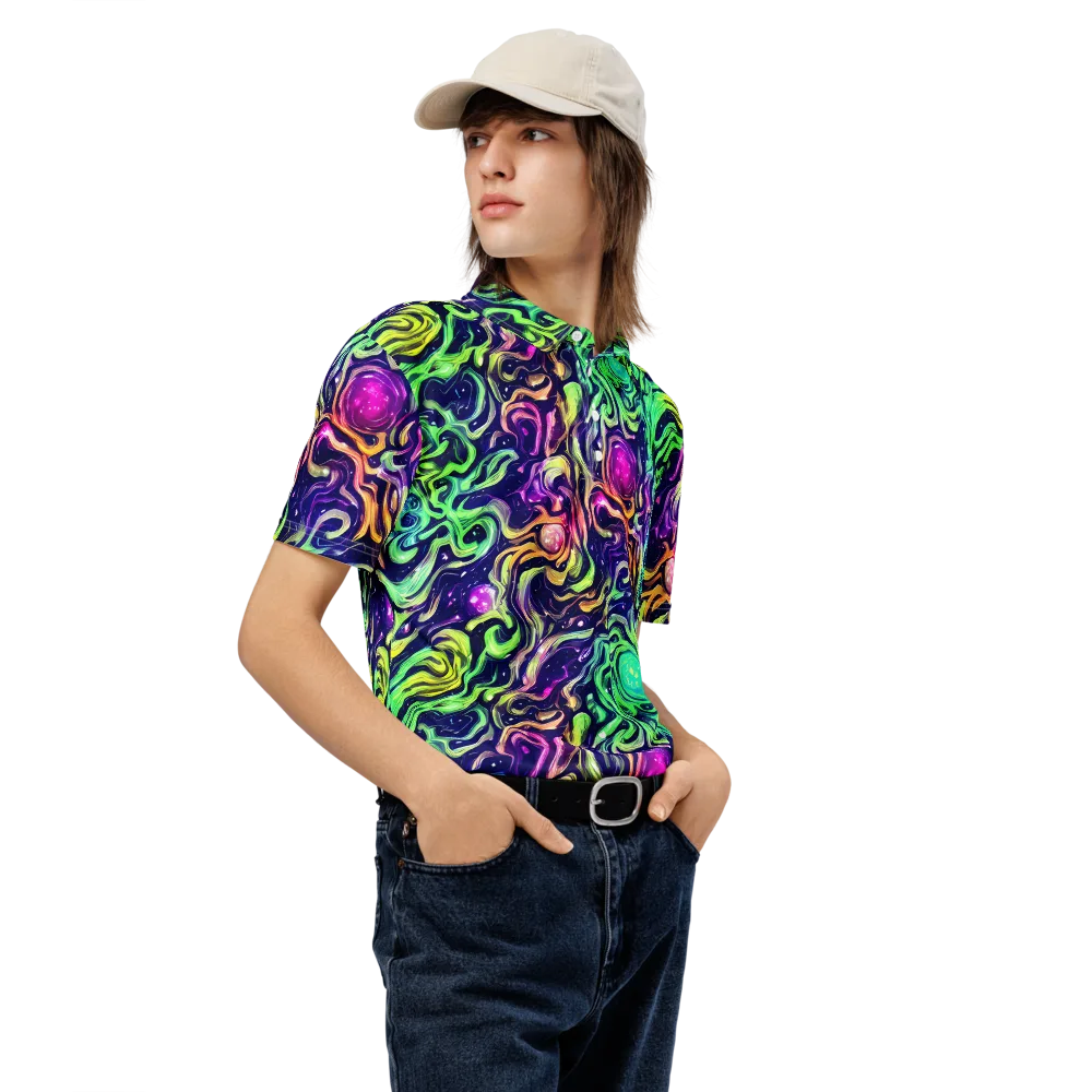 Stellar Psychedelia on Men's Slim Fit Polo Shirt — Right Front