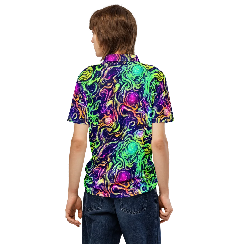 Stellar Psychedelia on Men's Slim Fit Polo Shirt — Back