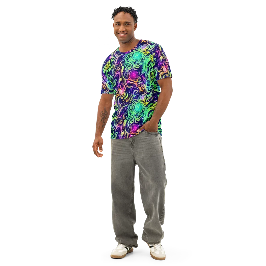 Stellar Psychedelia on Men's Cotton Crew Neck T-Shirt — Front