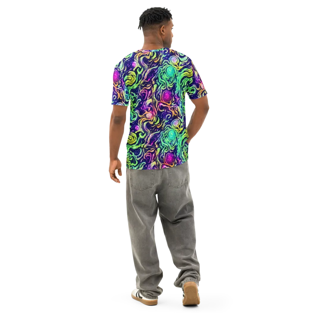 Stellar Psychedelia on Men's Cotton Crew Neck T-Shirt — Back