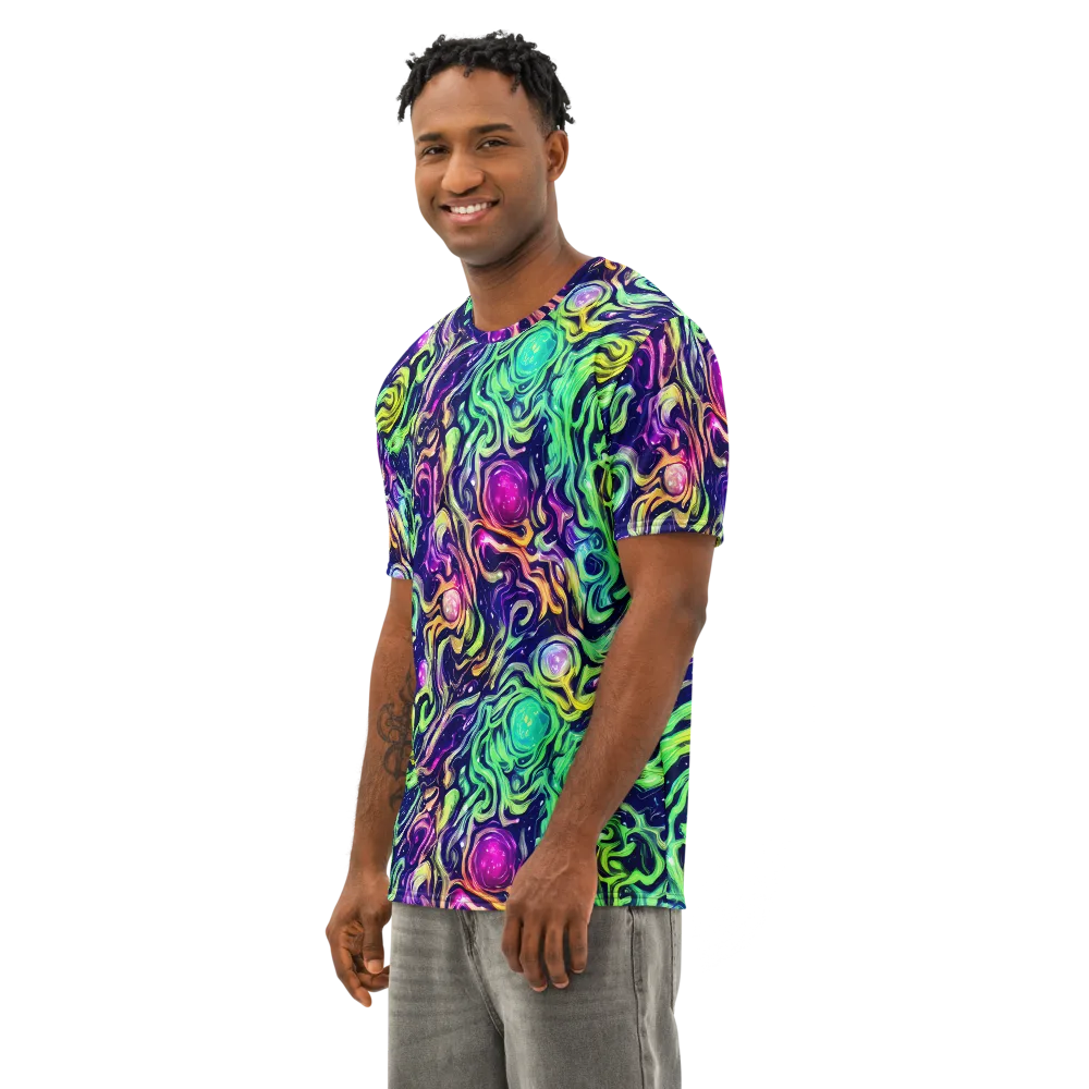 Stellar Psychedelia on Men's Cotton Crew Neck T-Shirt — Left Front