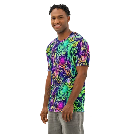 Stellar Psychedelia on a Men's Cotton Crew Neck T-Shirt