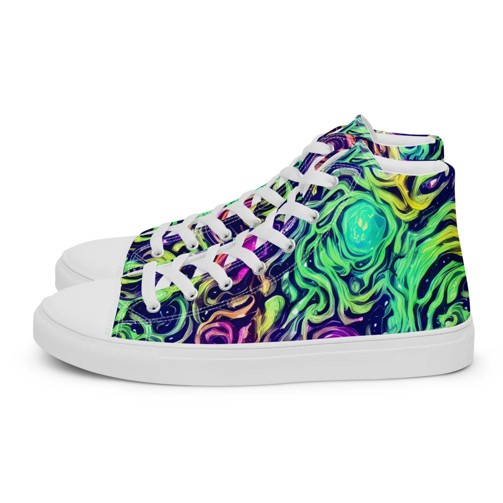 Stellar Psychedelia on Men's High Top Canvas Shoes — Left
