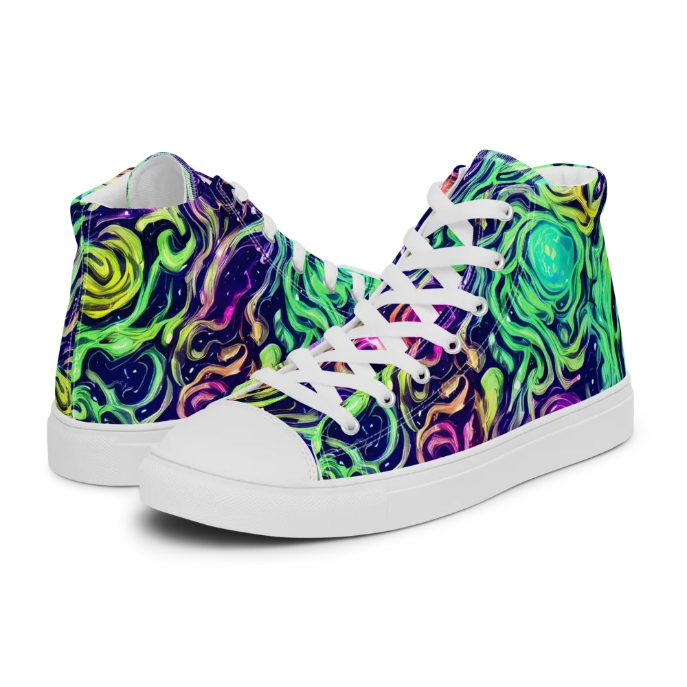 Stellar Psychedelia on Men's High Top Canvas Shoes — Left