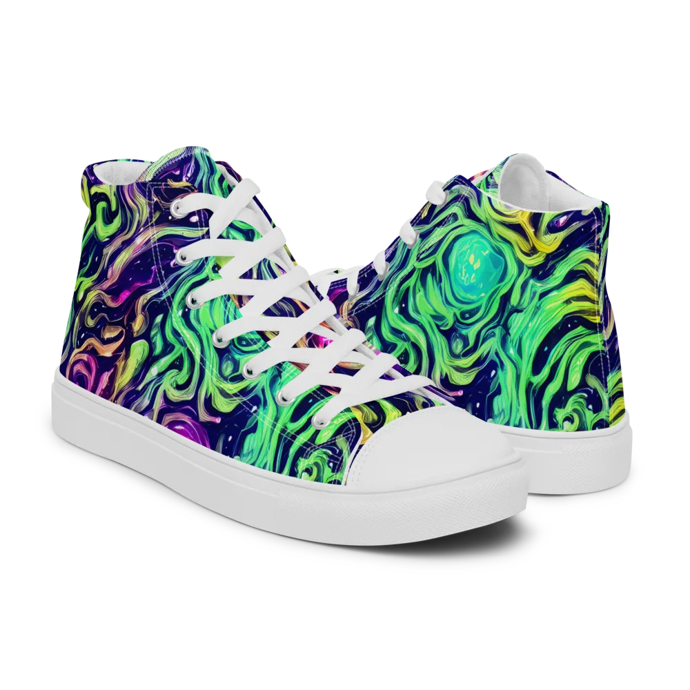 Stellar Psychedelia on Men's High Top Canvas Shoes — Right