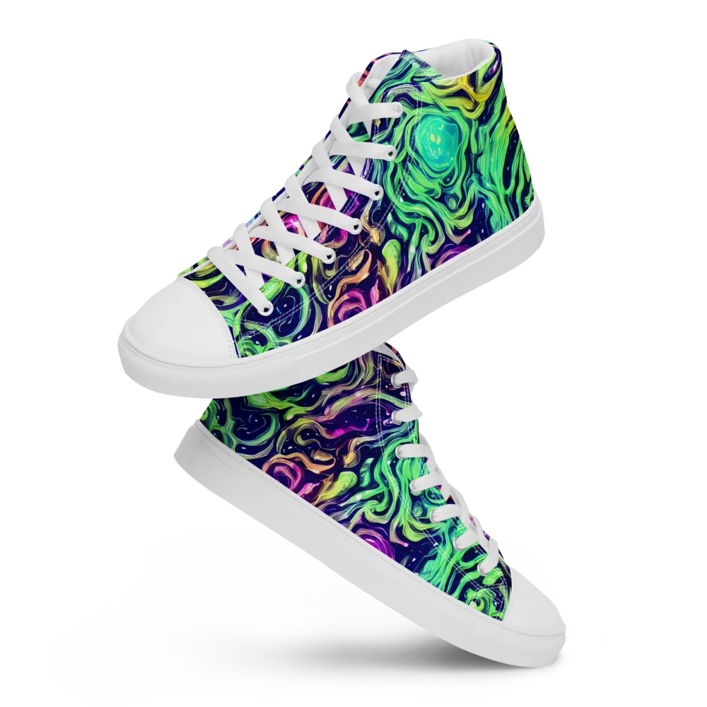 Stellar Psychedelia on Men's High Top Canvas Shoes — Front